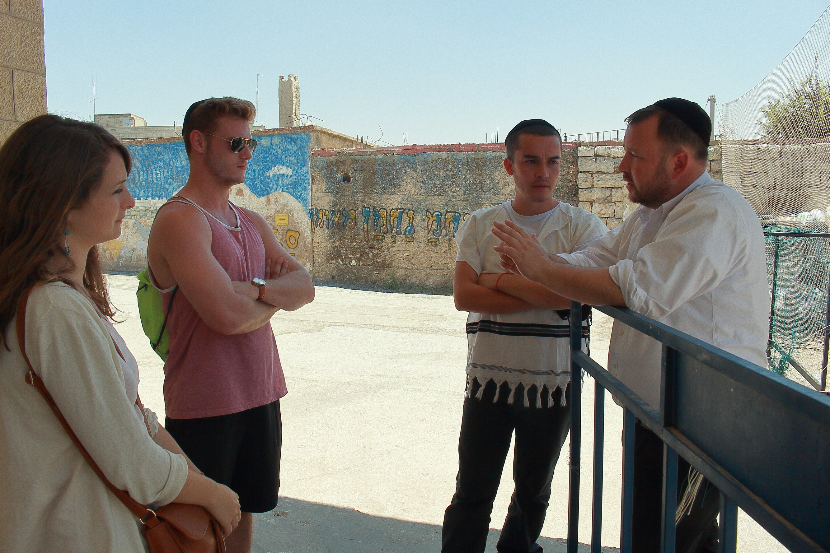 Rabbi Ben Packer Giving a tour to Birthright extenders, guests, and Lone Soldiers